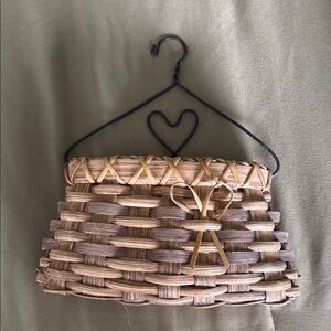 Rustic Woven Basket with Heart Accent